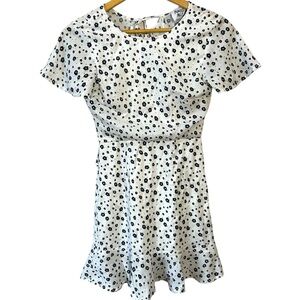 Princess Polly Women’s Nate Dainty Floral Mini Dress Blue White Ruffle Cut out 4